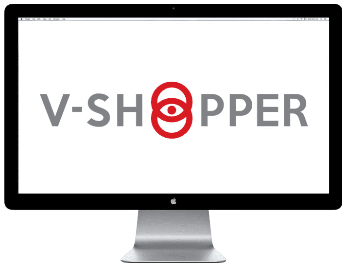 v shopper logo on computer