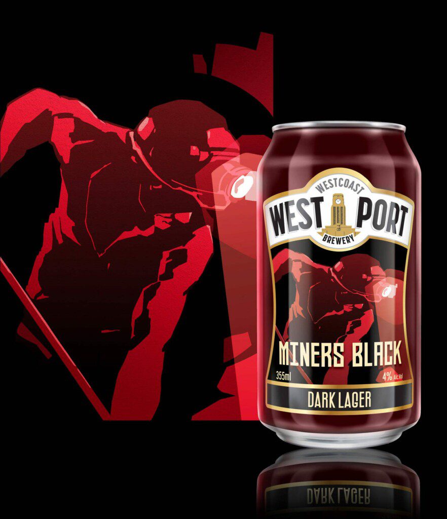 West Coast Brewery Miners Black New Zealand Package Design by Marovino