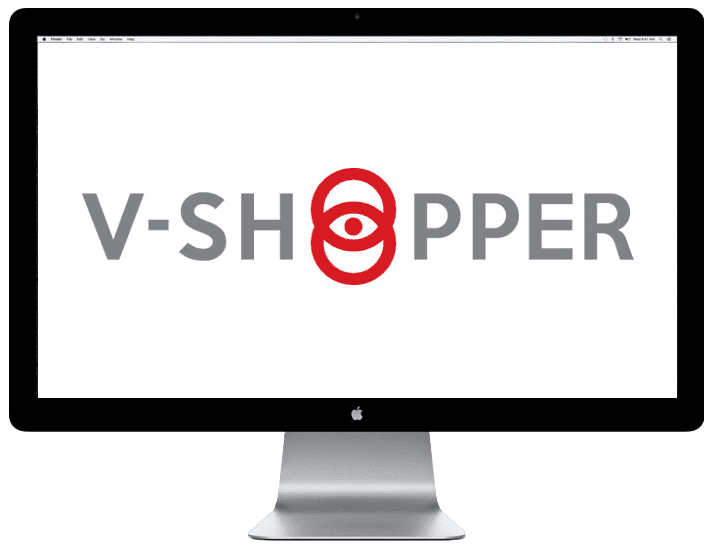 v shopper logo on computer